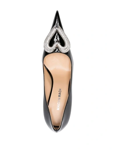 Shop Mach & Mach Triple Heart Crystal-embellished Patent Leather Pumps In Black