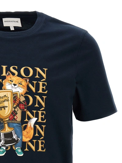 Shop Maison Kitsuné 'fox Champion' T-shirt In Blue