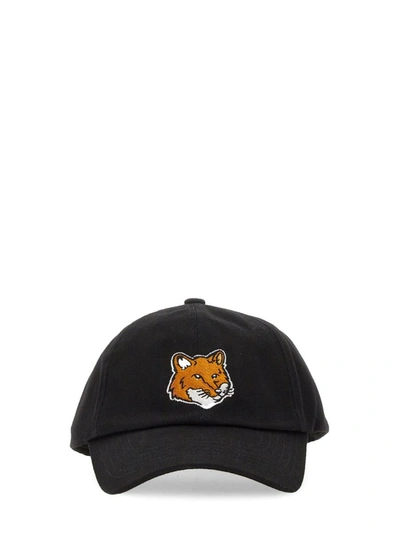 Shop Maison Kitsuné Fox Head Baseball Hat In Black