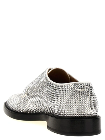 Maison Margiela Lace-up Shoes With Embellished Design And Textured Finish In Silver