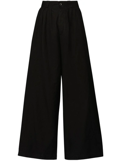 Shop Maison Margiela Linen Blend Trousers In Black