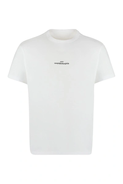 Shop Maison Margiela Logo Cotton T-shirt In White