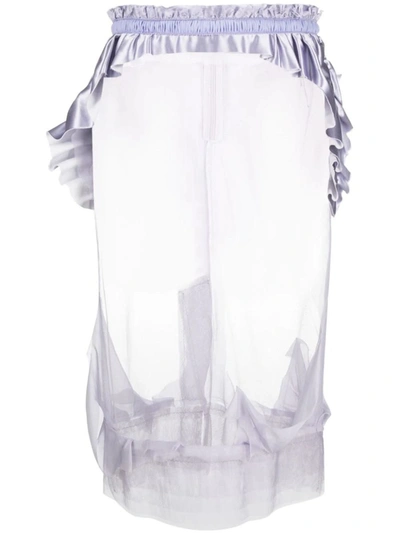 Shop Maison Margiela Semi-sheered Ruffled Midi Skirt In Lilac