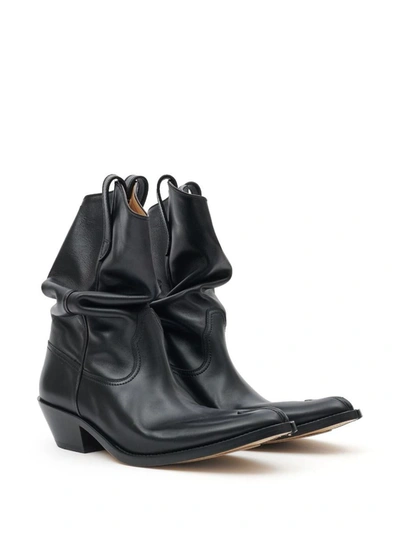 Shop Maison Margiela Tabi Western 55mm Leather Boots In Black