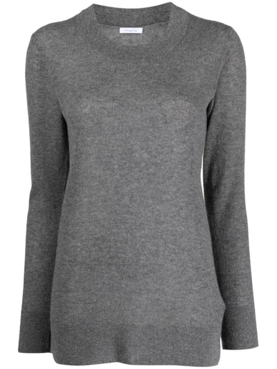 Shop Malo Crew-neck Sweater With Mélange Effect In Grey