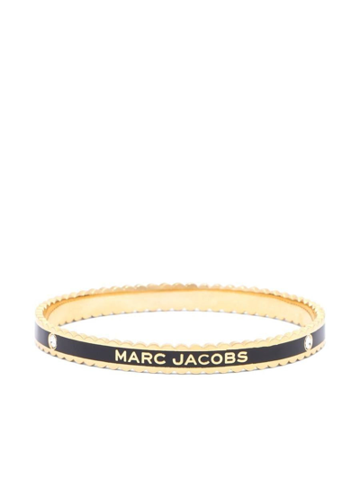 Shop Marc Jacobs The Medallion Scalloped Bangle Accessories In Black