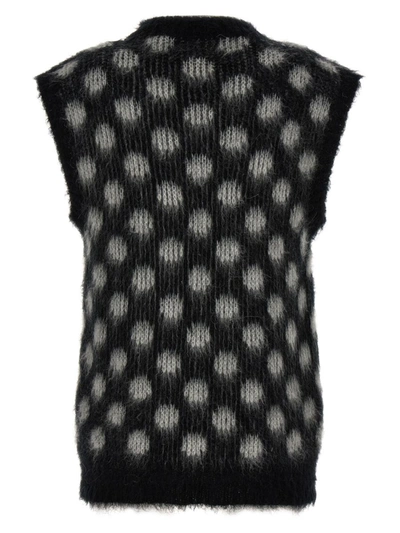 Shop Marni 'brushed Dots Fuzzy Wuzzy' Waistcoat In White/black