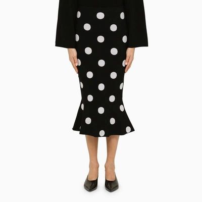 Shop Marni Polka Dot Skirt With Ruffle In Black