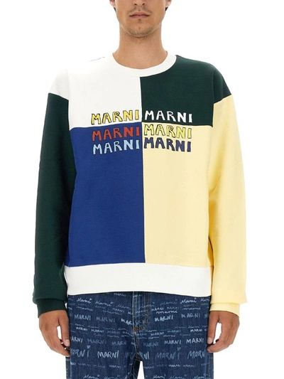 Shop Marni Sweatshirt With Logo In Multicolour