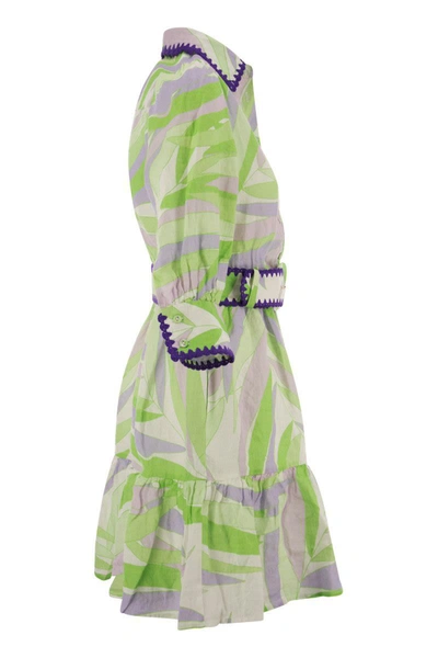 Shop Mc2 Saint Barth Daisi - Linen Short Dress In Green