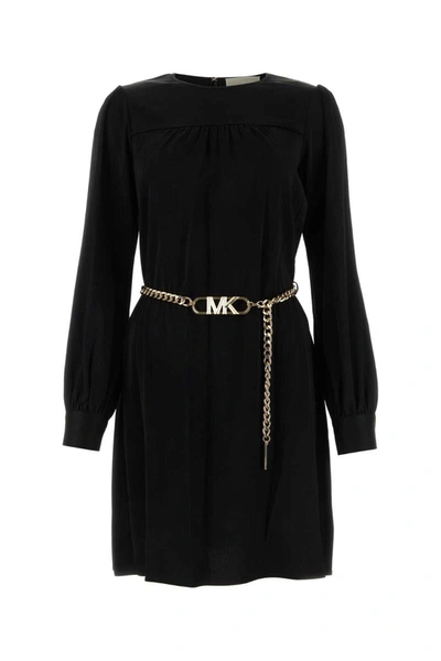 Michael Michael Kors Michael By Michael Kors Black Jacquard Mini Dress In Black