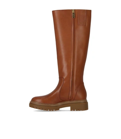 Shop Michael Kors Regan Light Brown Boot In Leather