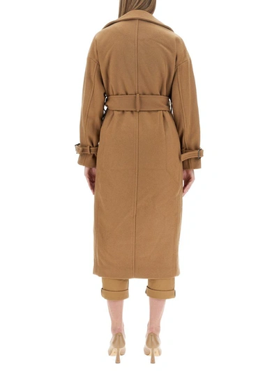 Shop Michael Michael Kors Wool Blend Trench Coat In Brown