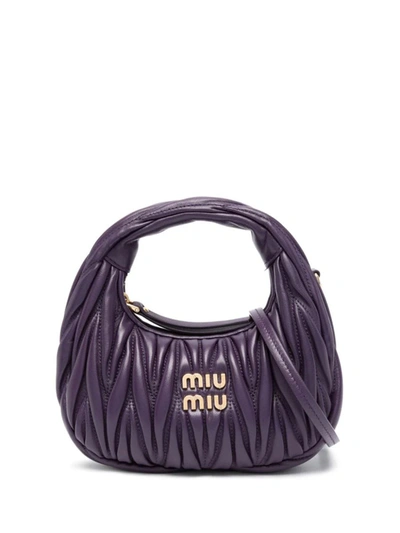 Shop Miu Miu Wander Matelassé Mini Bag In Viola