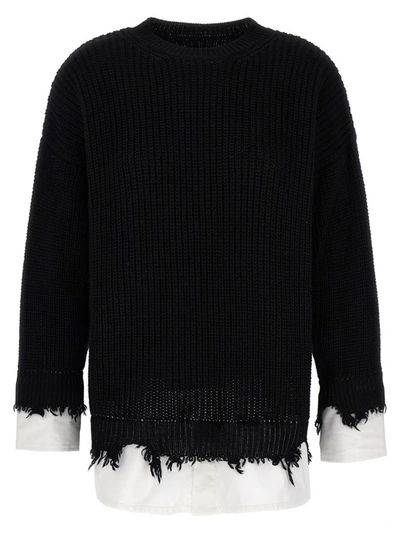 Shop Mm6 Maison Margiela Shirt Insert Sweater In White/black