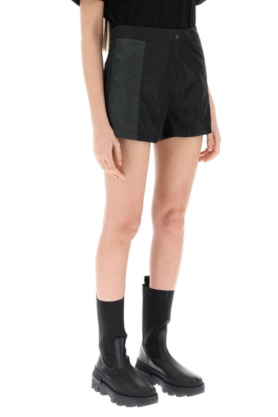 Shop Moncler Born To Protect Nylon Shorts With Perforated Detailing In Black