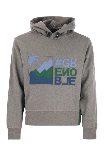 Moncler Men's Logo-printed Hoodie In Grey