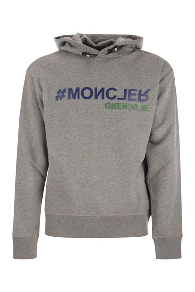 Shop Moncler Grenoble Logo-printed Hoodie In Grey