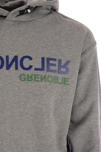 Shop Moncler Grenoble Logo-printed Hoodie In Grey