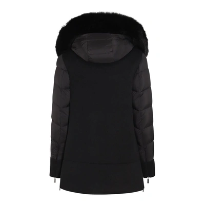 Moorer Wool Blend Down Jacket With Fur Trim In Black