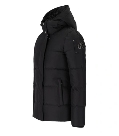 Shop Moose Knuckles Mistaya Black Hooded Down Jacket