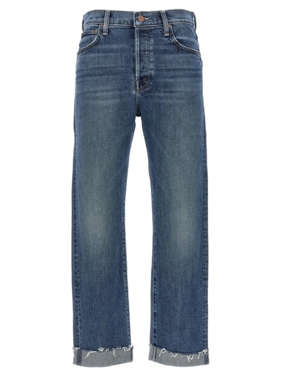 Shop Mother 'the Scrapper Cuff Ankle Fray' Jeans In Blue