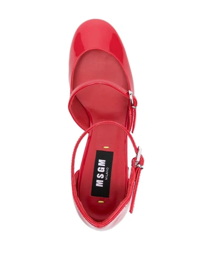 Shop Msgm Logo-charm 90mm Leather Pumps In Red