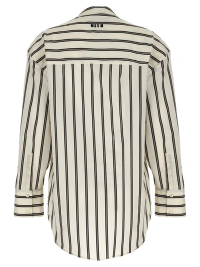 Shop Msgm Striped Bow Shirt In Multicolor