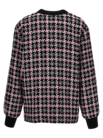 Msgm Single-breasted Tweed Jacket In Multicolor