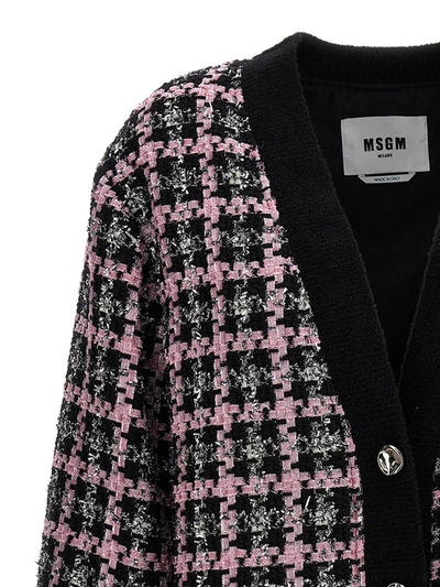 Msgm Single-breasted Tweed Jacket In Multicolor