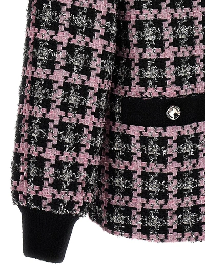 Msgm Single-breasted Tweed Jacket In Multicolor