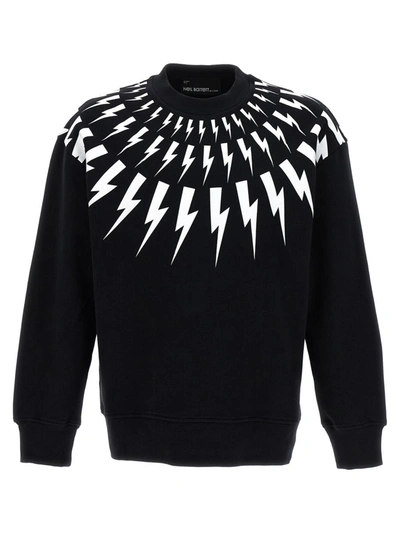 Shop Neil Barrett 'thunderbolt' Sweatshirt In White/black
