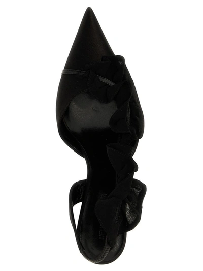 Nensi Dojaka Ruffle-detailed Satin Slingbacks In Black