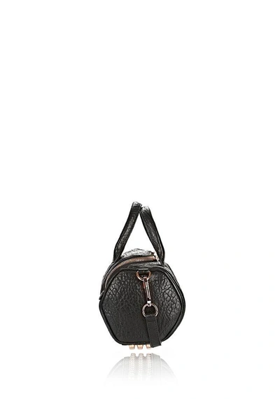 Shop Alexander Wang Mini Rockie In Pebbled Black With Rose Gold