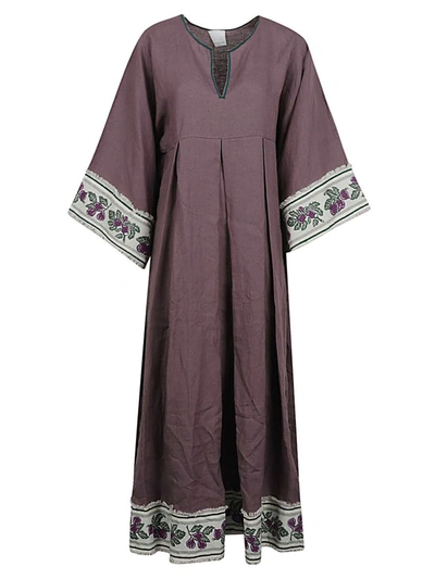 Shop Ninaleuca Linen Long Dress In Purple