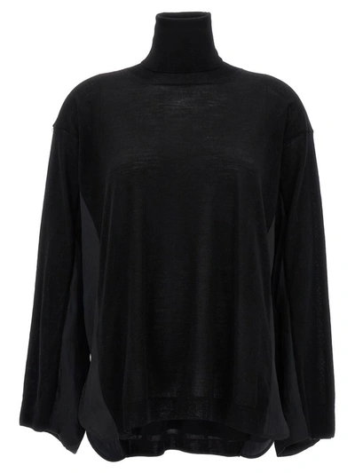Shop Nude Satin Trim Sweater In Black