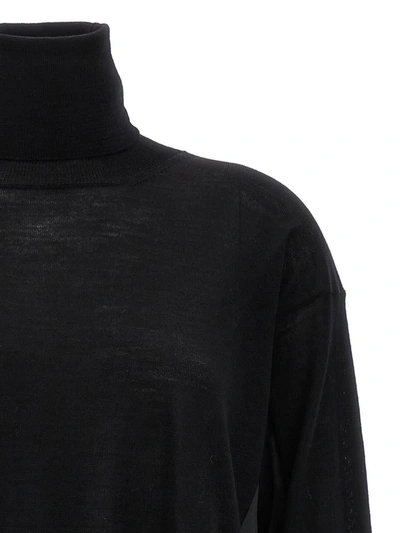 Shop Nude Satin Trim Sweater In Black