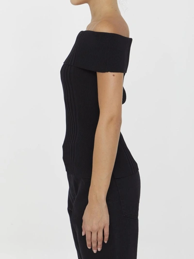 Shop Ganni Off Shoulder Top In Black