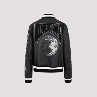 Shop Off-white Moon Varsity Leather Jacket In Black