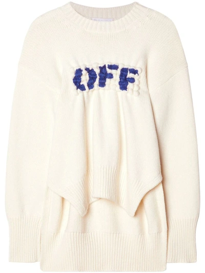 Shop Off-white Off-logo Wool Jumper In White A Blue
