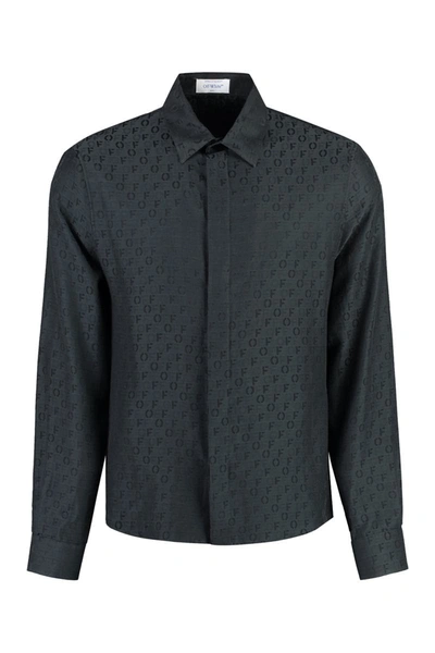 Shop Off-white Silk-cotton Blend Shirt In Black