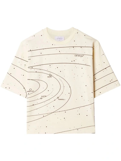 Shop Off-white Solar System Cotton T-shirt In Beige Black