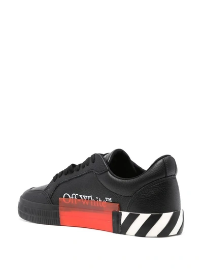 Off-white Black Leather Low Vulcanized Sneakers In Black