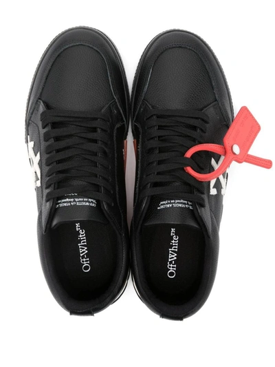 Off-white Black Leather Low Vulcanized Sneakers In Black