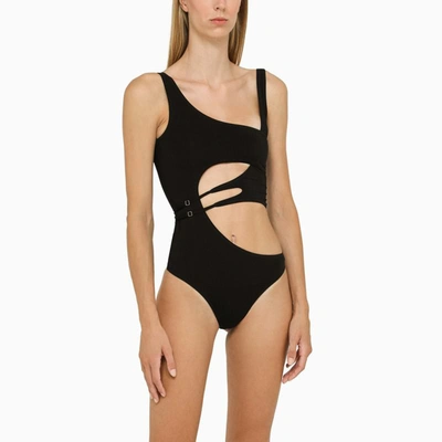 Shop Off-white ™ Asymmetric One-piece Swimming Costume In Black