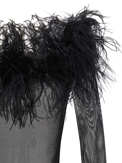 Shop Oseree Oséree 'plumage' Bodysuit In Black