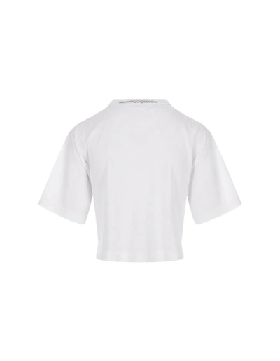 Shop Paco Rabanne White Short T-shirt With Mesh Panel In Silver