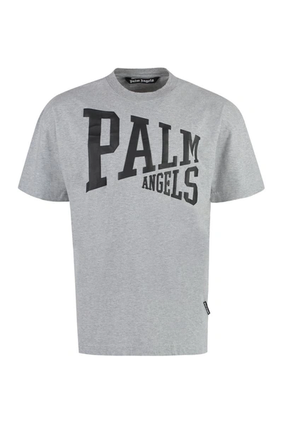 Shop Palm Angels Cotton Crew-neck T-shirt In Grey