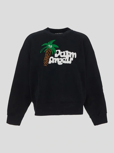 Shop Palm Angels Crew Neck Sweatshirt In Black