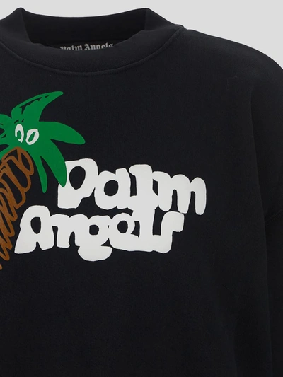 Shop Palm Angels Crew Neck Sweatshirt In Black